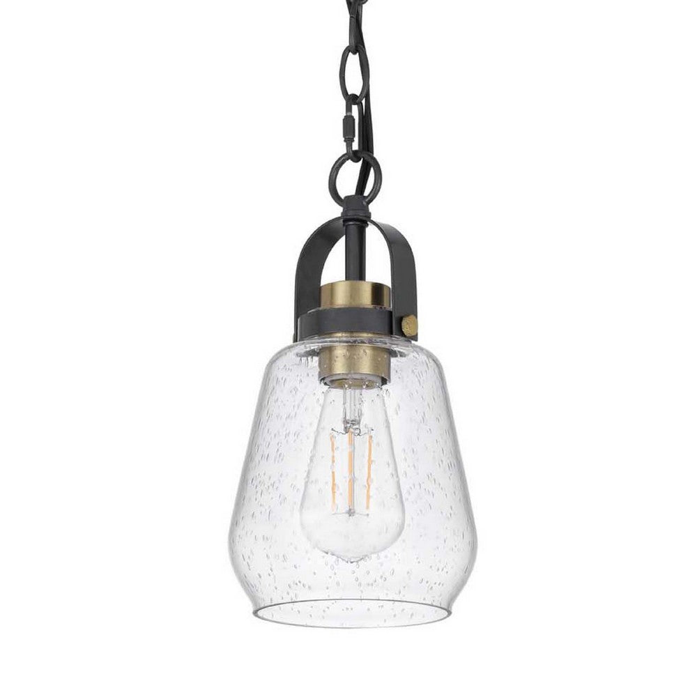 Lantern Accent Ceiling Pendant Light | Clear Glass Shade | 13" Black
