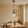 Lantern Accent Ceiling Pendant Light | Clear Glass Shade | 13" Black