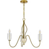 3 Light Candelabra Chandelier with Glass Shades | 25" Antique Brass