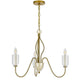 3 Light Candelabra Chandelier with Glass Shades | 25" Antique Brass