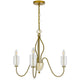3 Light Candelabra Chandelier with Glass Shades | 25" Antique Brass