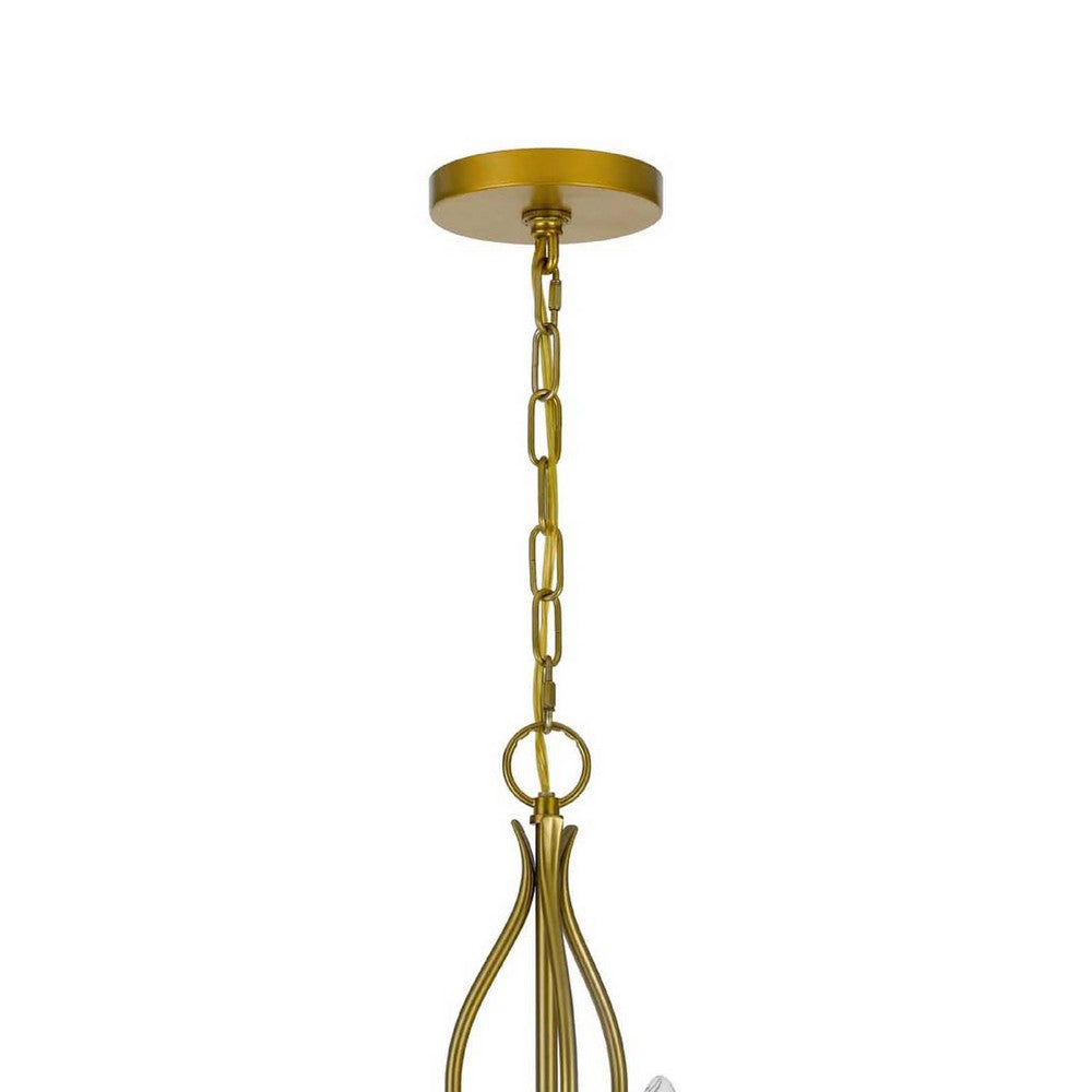 3 Light Candelabra Chandelier with Glass Shades | 25" Antique Brass