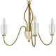 3 Light Candelabra Chandelier with Glass Shades | 25" Antique Brass