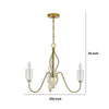 3 Light Candelabra Chandelier with Glass Shades | 25" Antique Brass