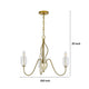 3 Light Candelabra Chandelier with Glass Shades | 25" Antique Brass