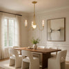 3 Light Candelabra Chandelier with Glass Shades | 25" Antique Brass