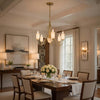 3 Light Candelabra Chandelier with Glass Shades | 25" Antique Brass