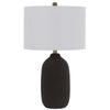 Table Lamp | White Drum Shade | 26" Hotel Quality Black Ceramic Base