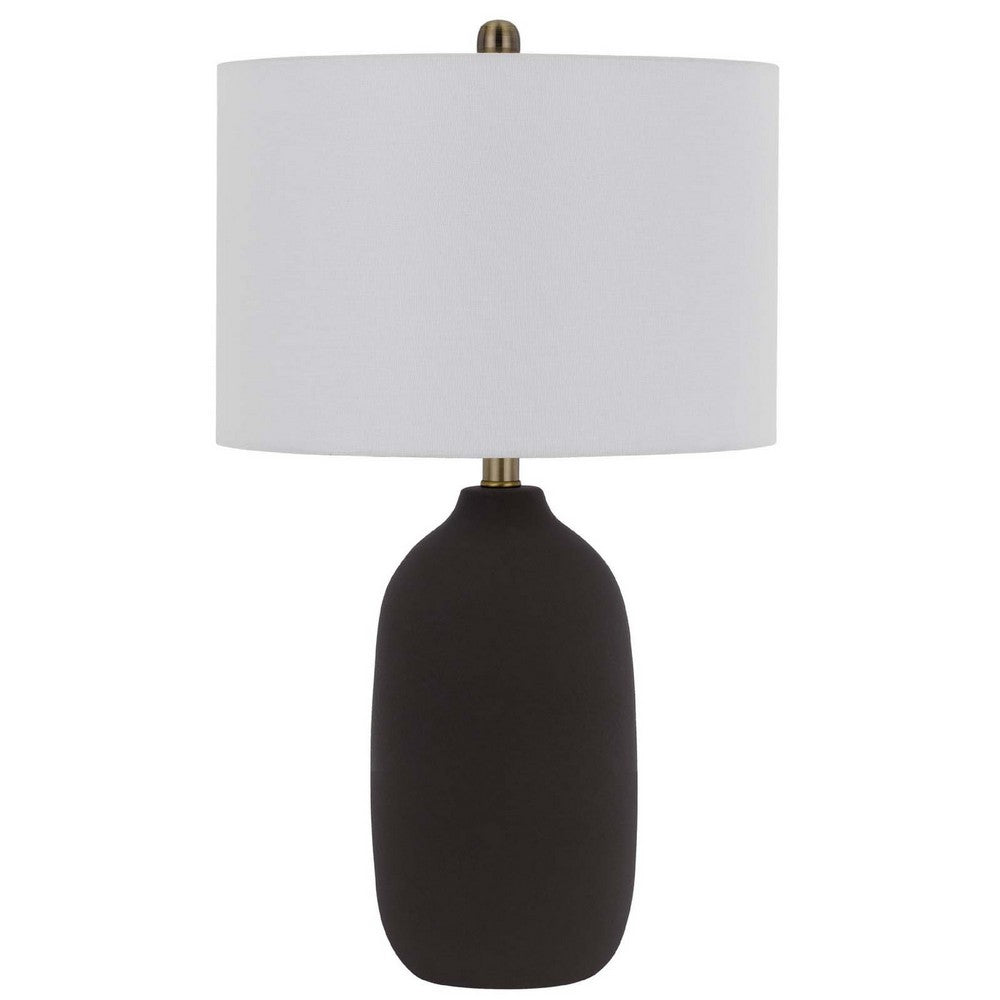 Table Lamp | White Drum Shade | 26" Hotel Quality Black Ceramic Base
