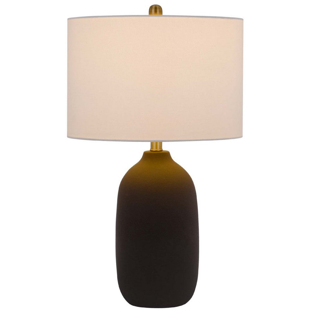 Table Lamp | White Drum Shade | 26" Hotel Quality Black Ceramic Base