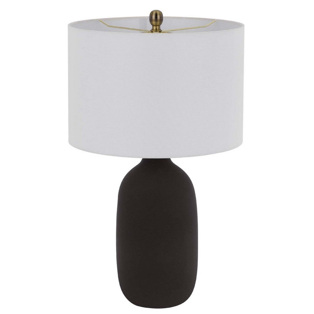 Table Lamp | White Drum Shade | 26" Hotel Quality Black Ceramic Base