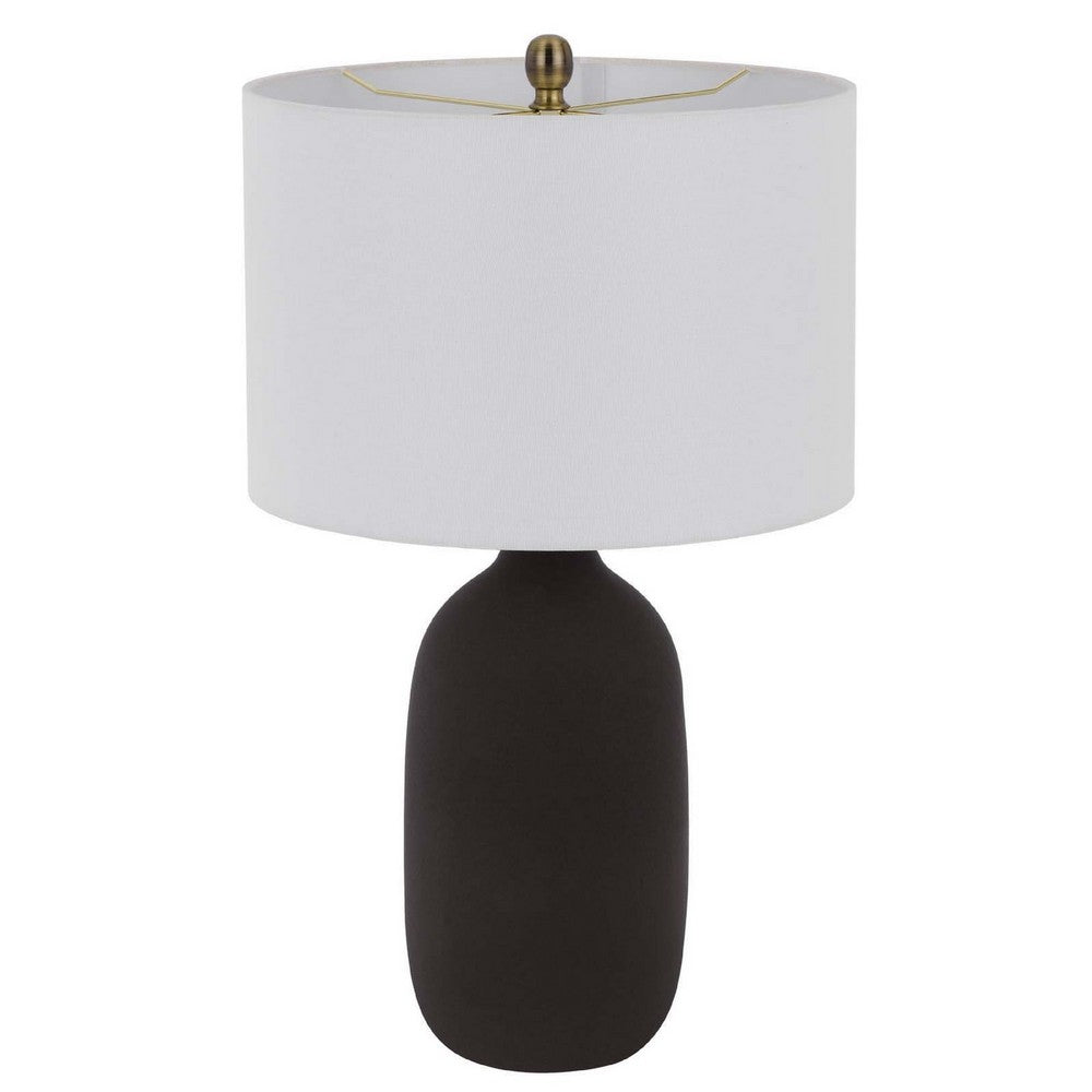 Table Lamp | White Drum Shade | 26" Hotel Quality Black Ceramic Base