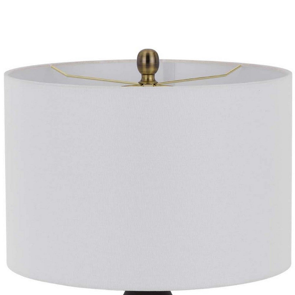 Table Lamp | White Drum Shade | 26" Hotel Quality Black Ceramic Base