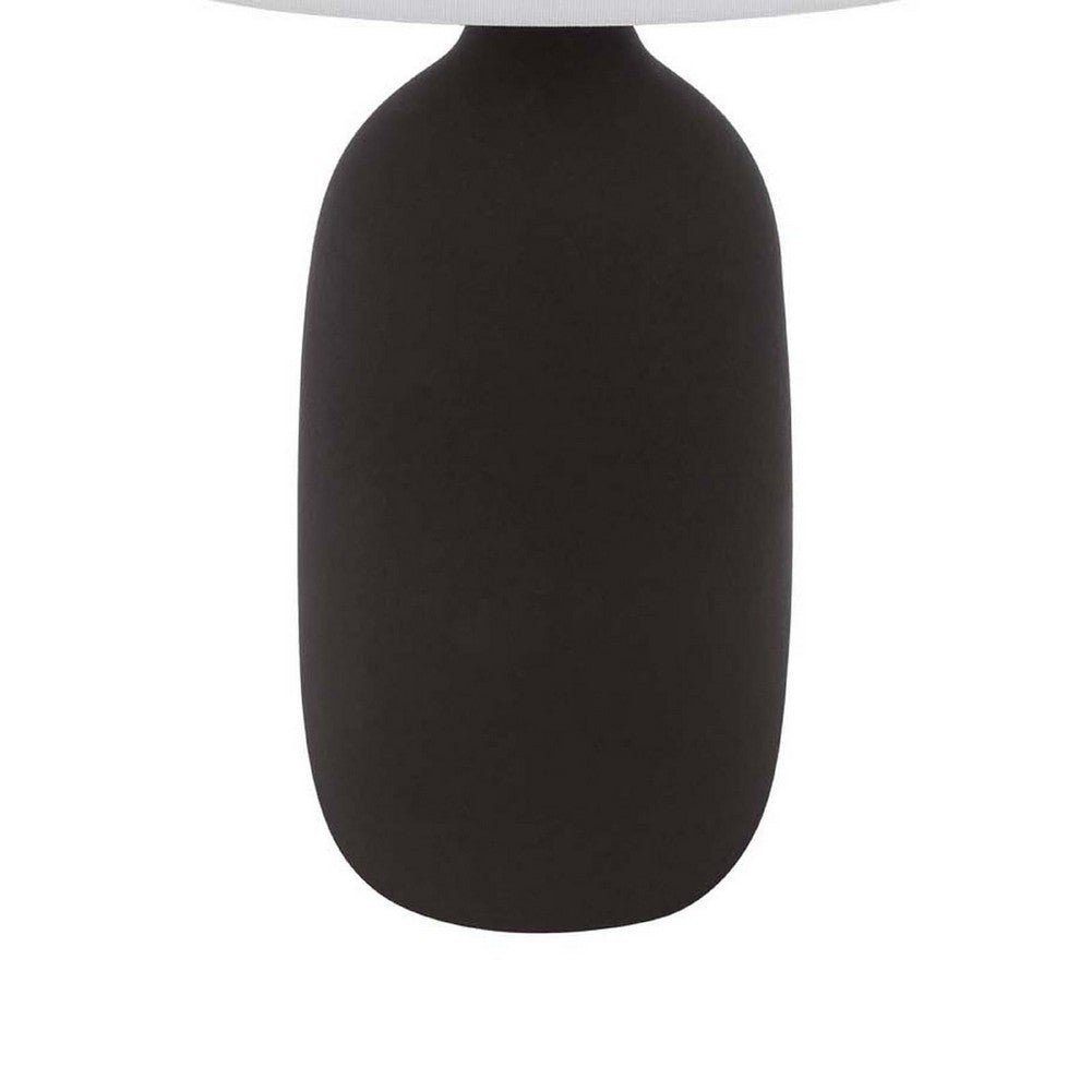 Table Lamp | White Drum Shade | 26" Hotel Quality Black Ceramic Base