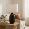 Table Lamp | White Drum Shade | 26" Hotel Quality Black Ceramic Base
