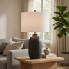 Table Lamp | White Drum Shade | 26" Hotel Quality Black Ceramic Base