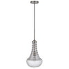 Ceiling Pendant Light | Brushed Steel Corkscrew Accent | 21" Glass