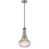 Ceiling Pendant Light | Brushed Steel Corkscrew Accent | 21" Glass