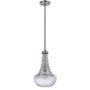 Ceiling Pendant Light | Brushed Steel Corkscrew Accent | 21" Glass
