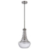 Ceiling Pendant Light | Brushed Steel Corkscrew Accent | 21" Glass