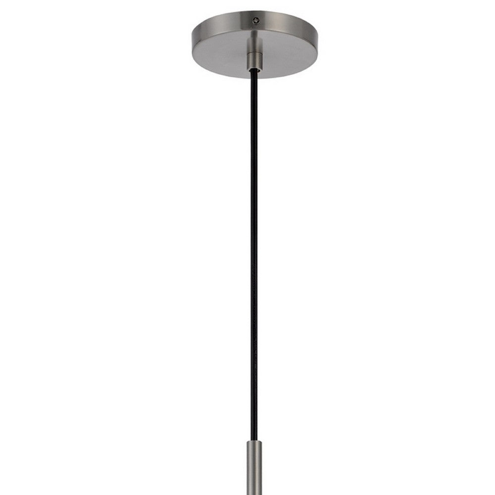 Ceiling Pendant Light | Brushed Steel Corkscrew Accent | 21" Glass