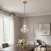 Ceiling Pendant Light | Brushed Steel Corkscrew Accent | 21" Glass