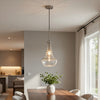 Ceiling Pendant Light | Brushed Steel Corkscrew Accent | 21" Glass