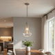 Ceiling Pendant Light | Brushed Steel Corkscrew Accent | 21" Glass