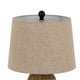 Table Lamp | Brown Drum Shade & Corn Leaf Wicker Woven Base | 24"