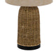 Table Lamp | Brown Drum Shade & Corn Leaf Wicker Woven Base | 24"