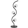 3 Light Table Lamp | Black Metal Wavy Base | Frosted White Glass | 32"