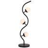 3 Light Table Lamp | Black Metal Wavy Base | Frosted White Glass | 32"
