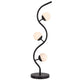 3 Light Table Lamp | Black Metal Wavy Base | Frosted White Glass | 32"