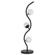3 Light Table Lamp | Black Metal Wavy Base | Frosted White Glass | 32"