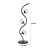 3 Light Table Lamp | Black Metal Wavy Base | Frosted White Glass | 32"