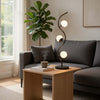 3 Light Table Lamp | Black Metal Wavy Base | Frosted White Glass | 32"