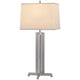 Liam Table Lamp | White Drum Shade | 30" Brushed Steel Footed Base
