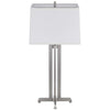 Liam Table Lamp | White Drum Shade | 30" Brushed Steel Footed Base