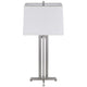 Liam Table Lamp | White Drum Shade | 30" Brushed Steel Footed Base