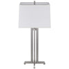 Liam Table Lamp | White Drum Shade | 30" Brushed Steel Footed Base