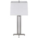 Liam Table Lamp | White Drum Shade | 30" Brushed Steel Footed Base