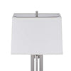 Liam Table Lamp | White Drum Shade | 30" Brushed Steel Footed Base