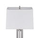 Liam Table Lamp | White Drum Shade | 30" Brushed Steel Footed Base