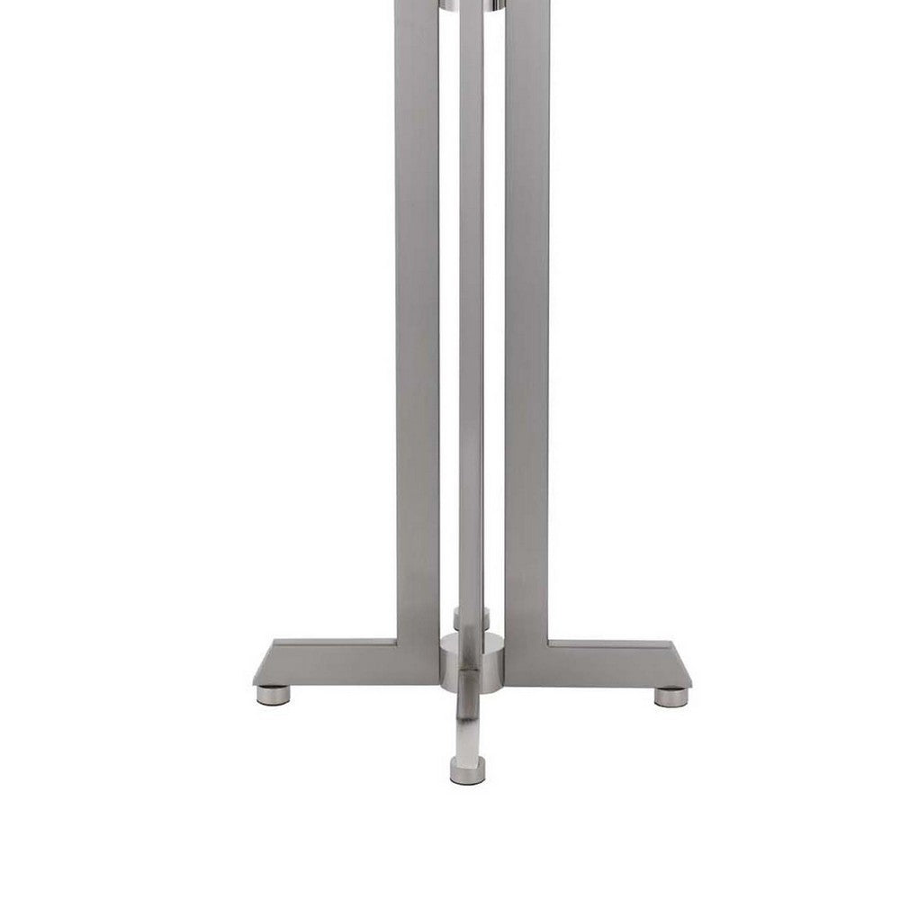 Liam Table Lamp | White Drum Shade | 30" Brushed Steel Footed Base