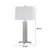 Liam Table Lamp | White Drum Shade | 30" Brushed Steel Footed Base
