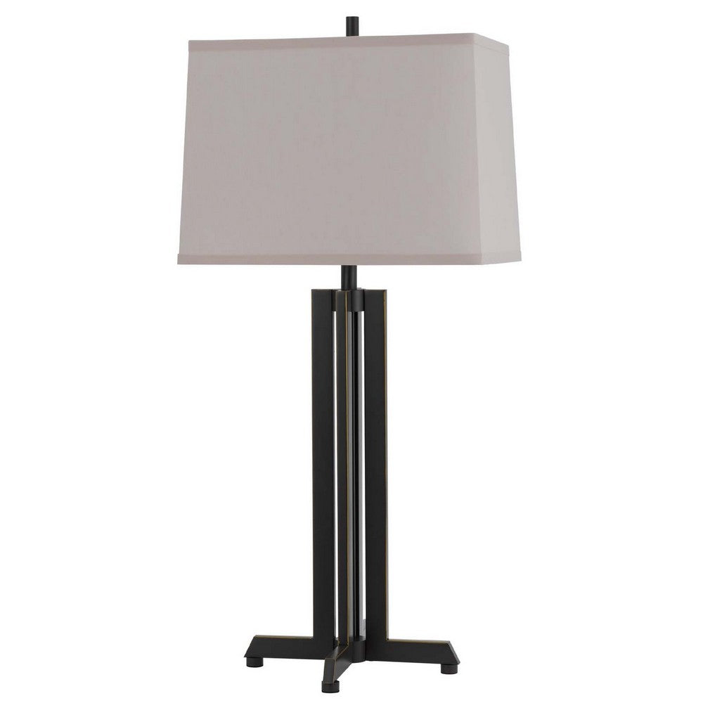 Liam Table Lamp | Gray Drum Shade | 30" Oil Rubbed Black Footed Base