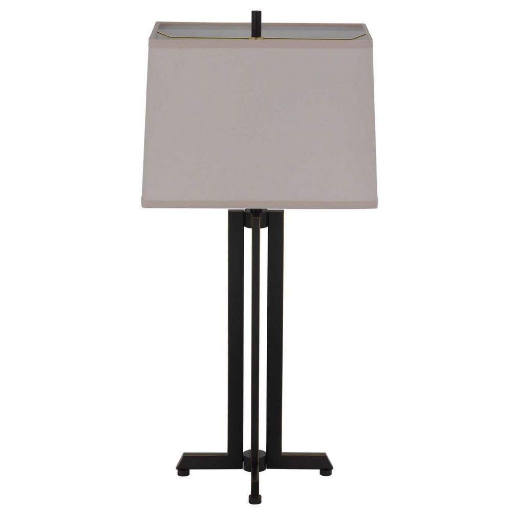 Liam Table Lamp | Gray Drum Shade | 30" Oil Rubbed Black Footed Base