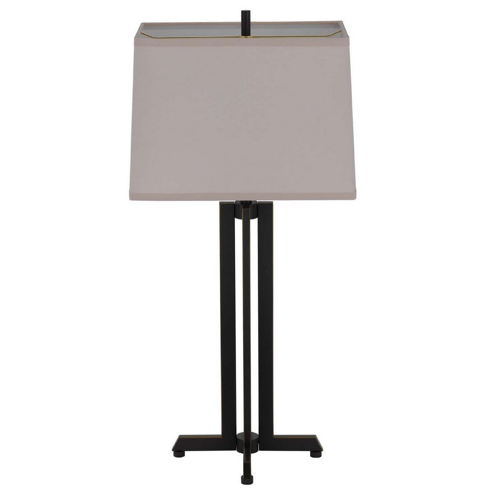 Liam Table Lamp | Gray Drum Shade | 30" Oil Rubbed Black Footed Base