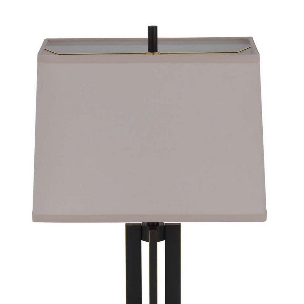 Liam Table Lamp | Gray Drum Shade | 30" Oil Rubbed Black Footed Base