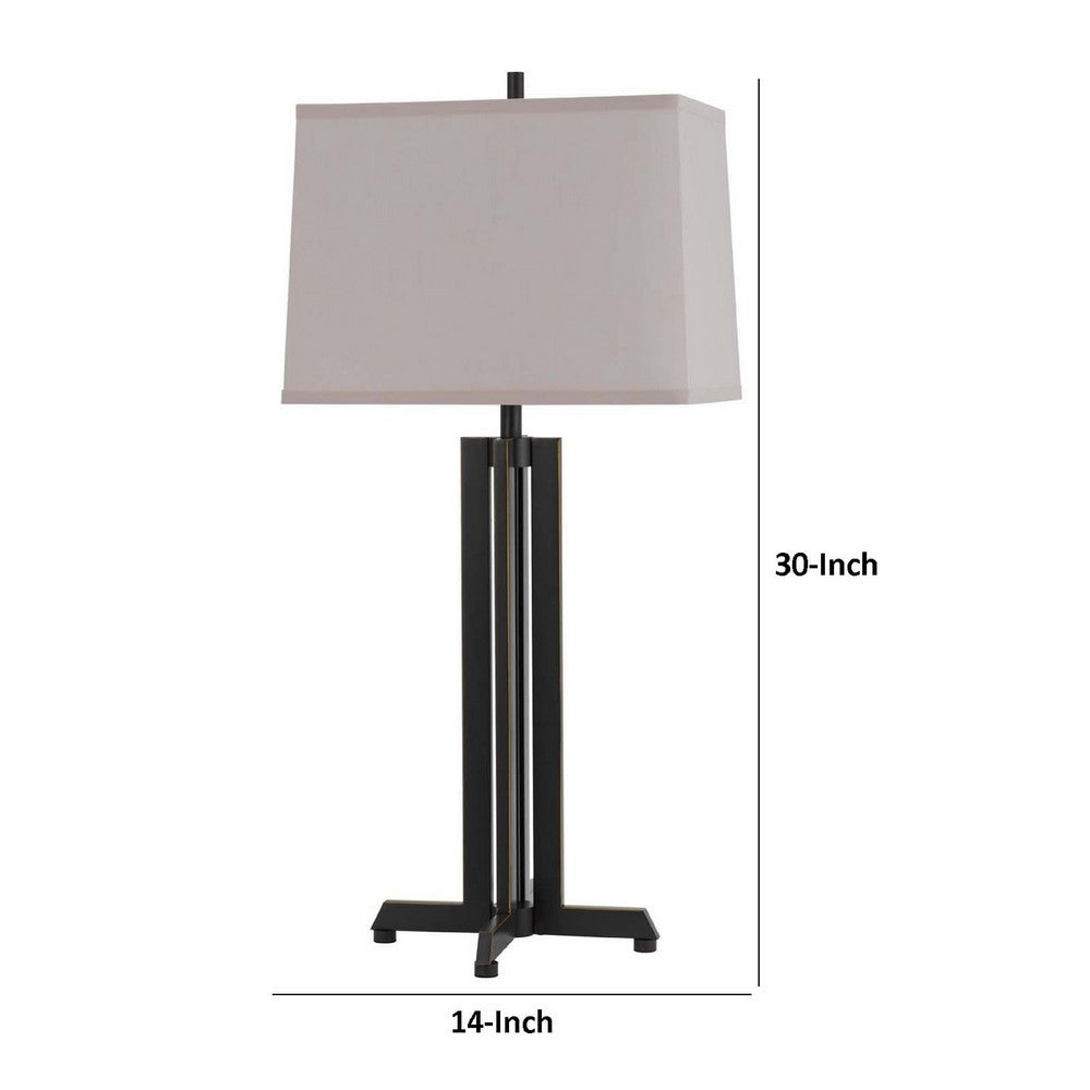 Liam Table Lamp | Gray Drum Shade | 30" Oil Rubbed Black Footed Base
